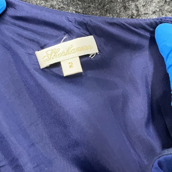 Shoshanna One Shoulder Ruffle Cocktail Dress | Navy Blue | 100% Silk | Size 2 - Picture 3 of 4